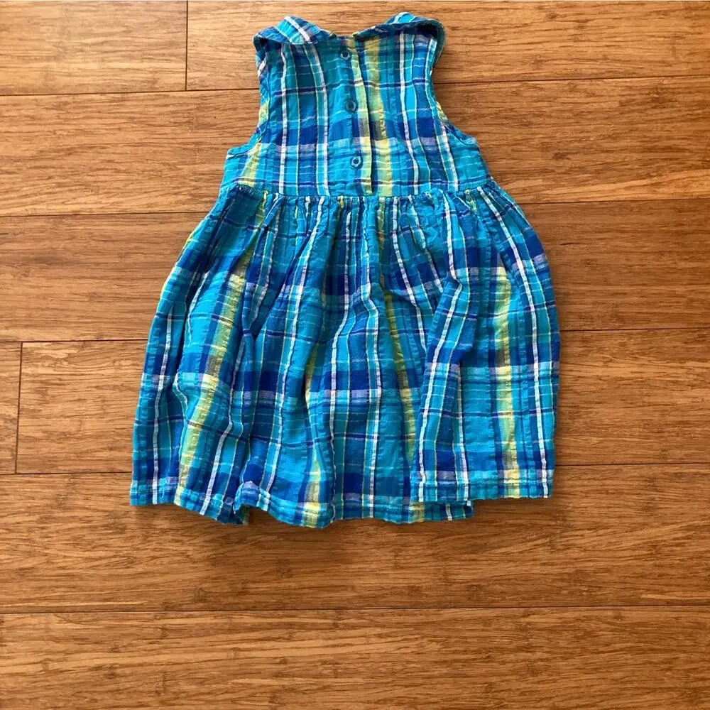 Small Steps Blue & Yellow Plaid Toddler Dress, Size 24M